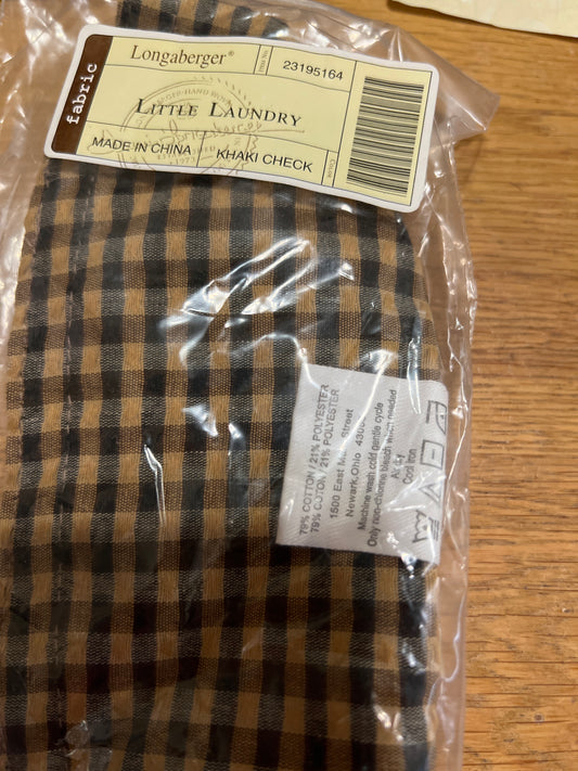 Longaberger little laundry liner in khaki check
