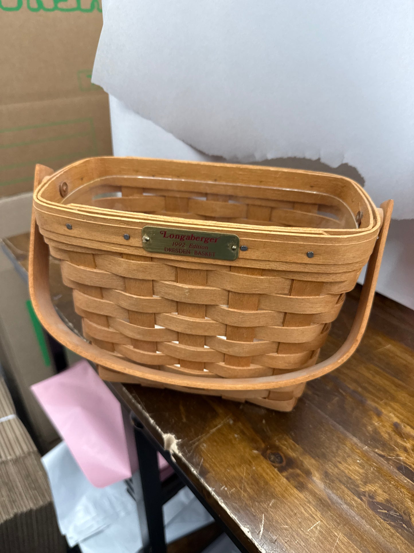 Longaberger 1992 Dresden basket with protector