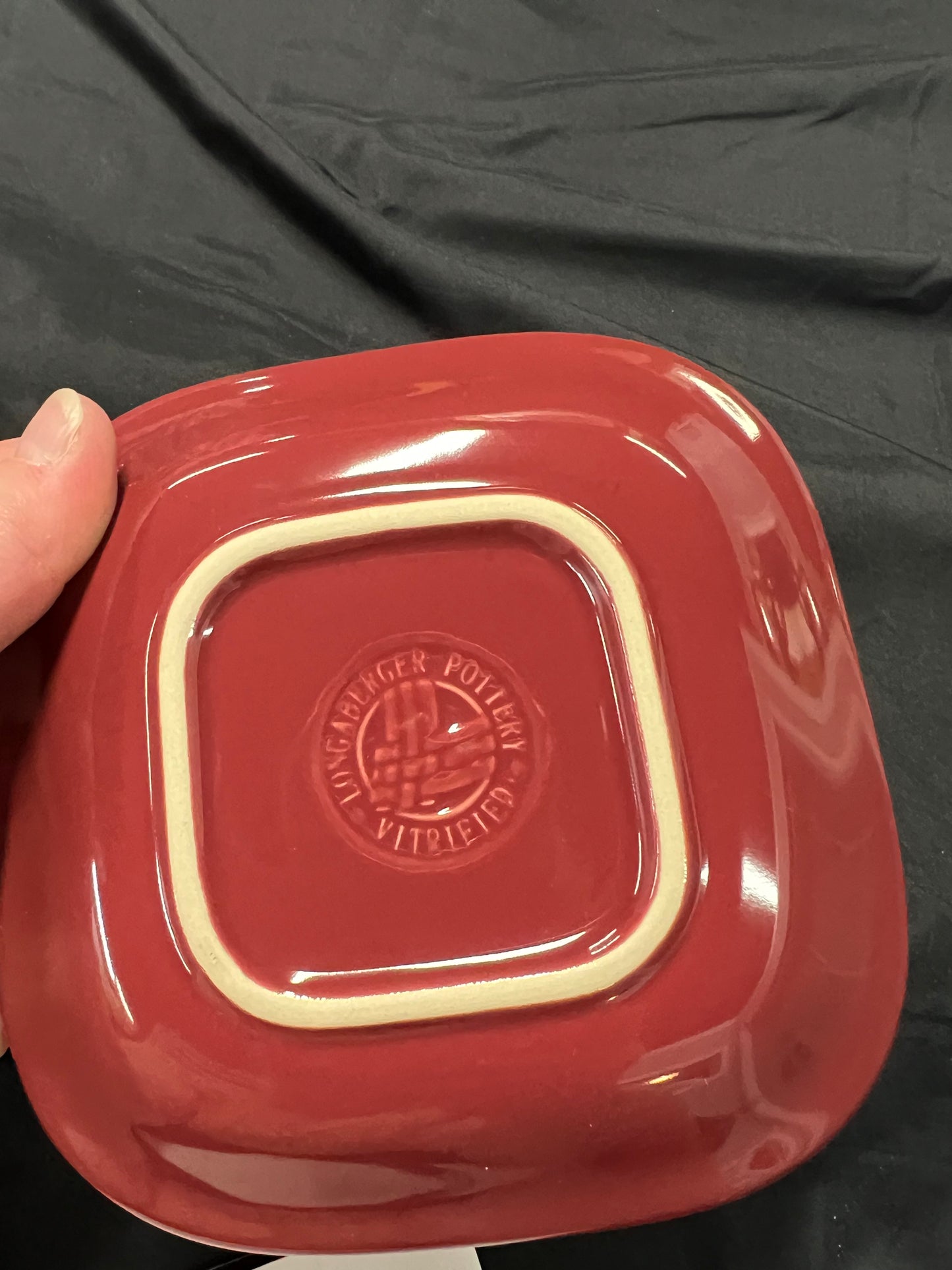 Longaberger small square appetizer plate in paprika