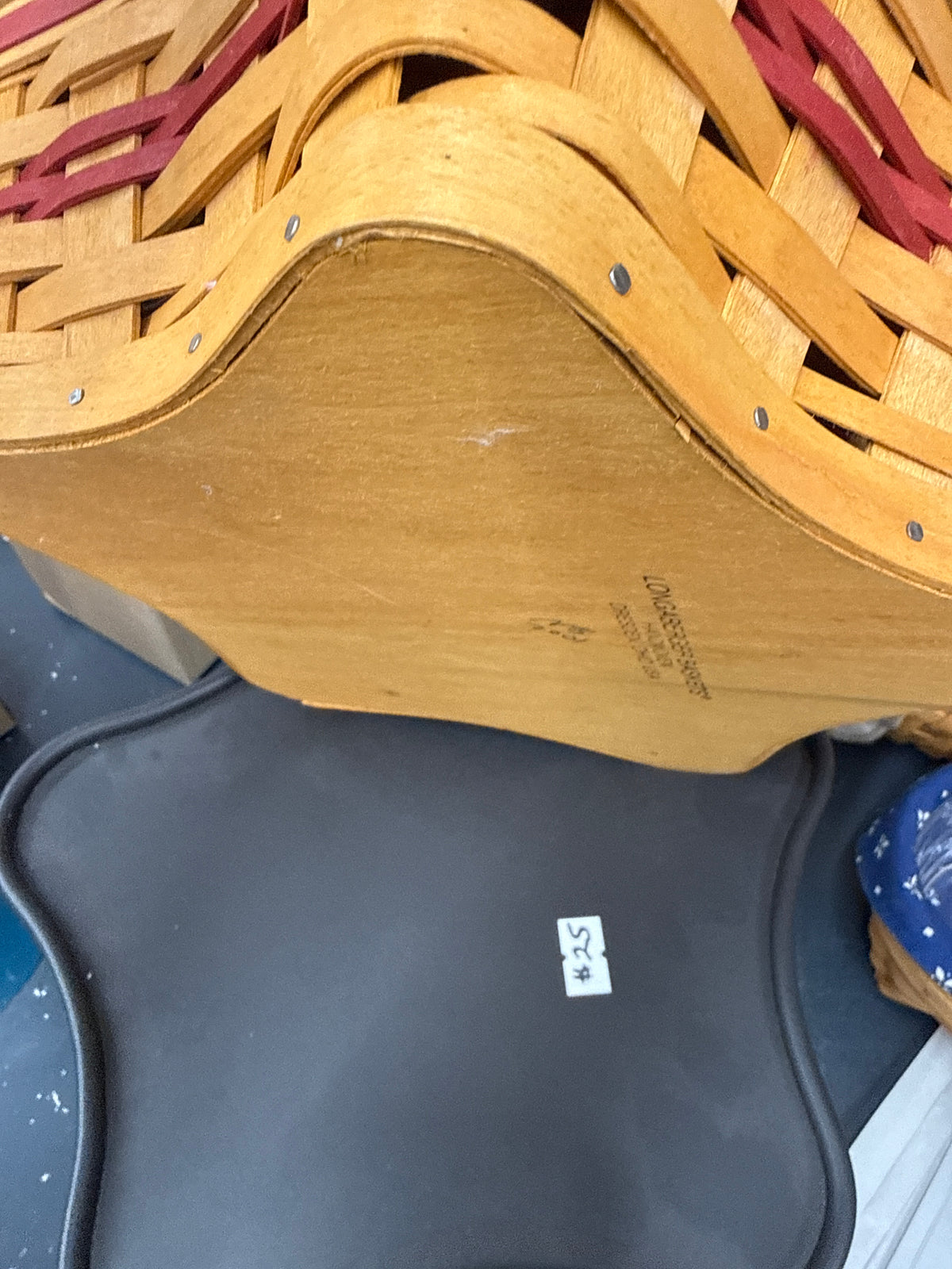 Longaberger medium star basket with lid, double protector and wrought iron stand (lid is a little warped)