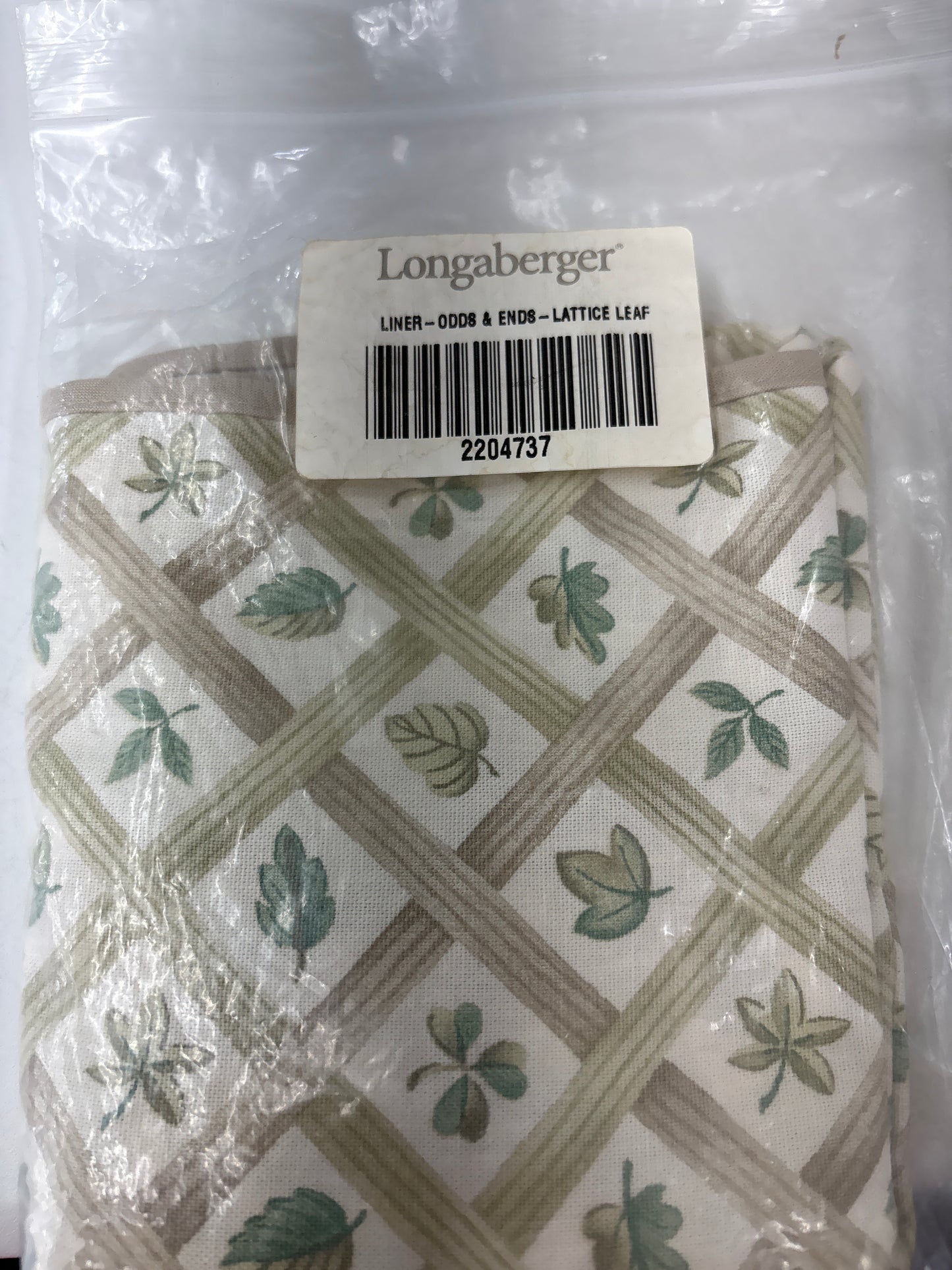 Longaberger Odds & Ends liner in Lattice Leaf