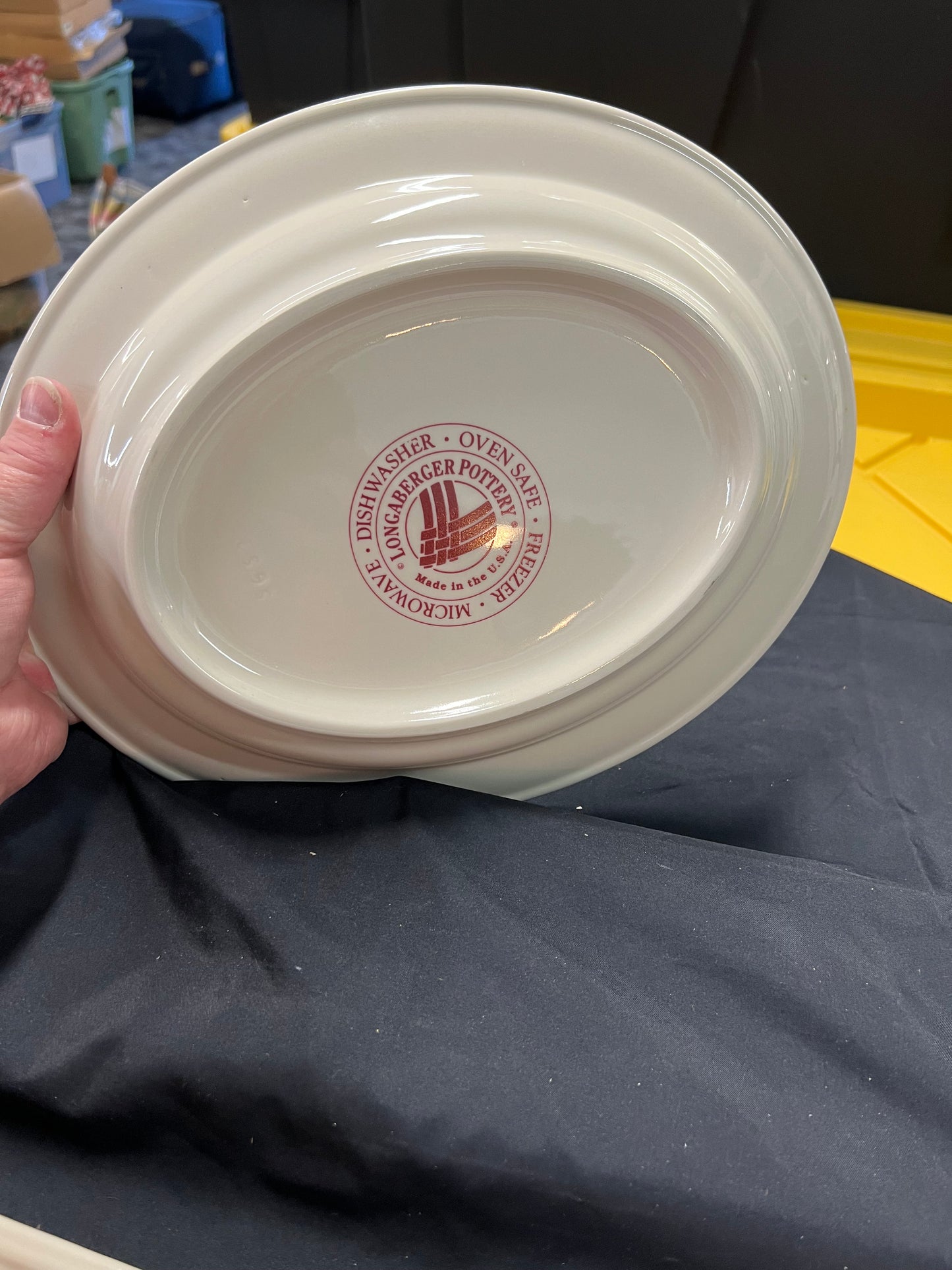Longaberger oval serving plate in traditional red