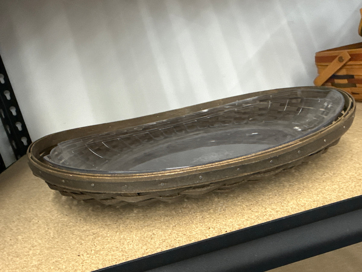 Longaberger dark brown swoop basket with protector