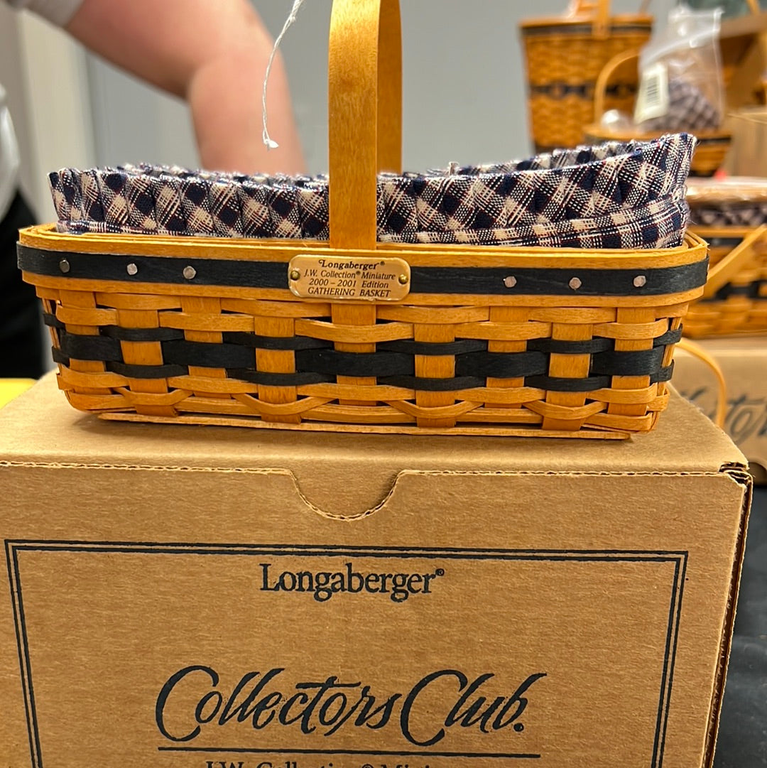 Longaberger mini JW gathering basket with liner and protector