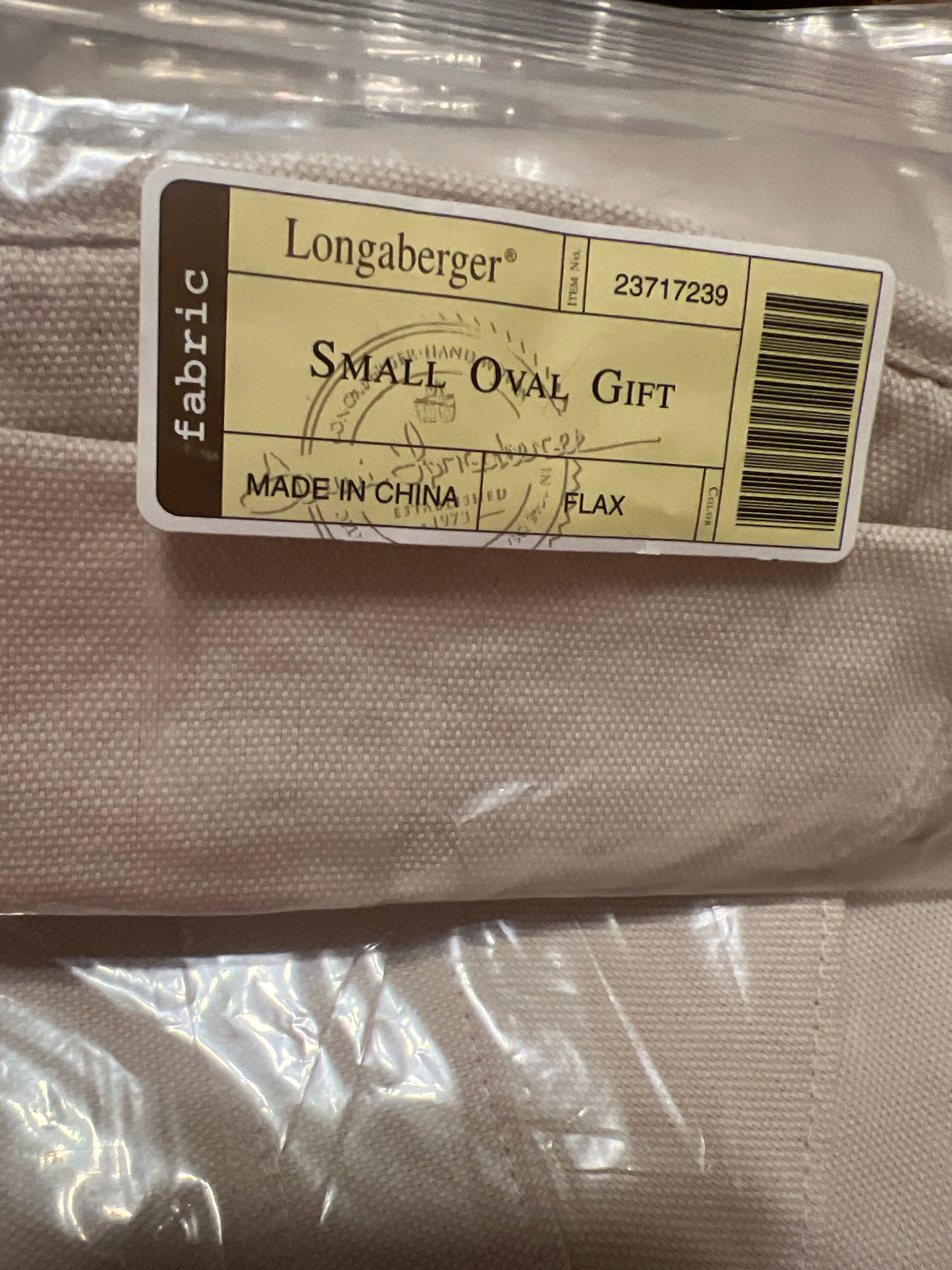 Longaberger small oval gift liner In flax