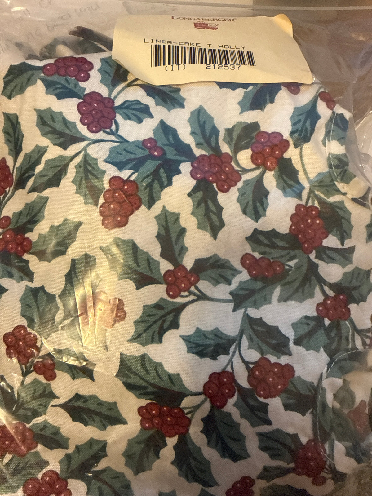 Longaberger cake liner in traditional holly