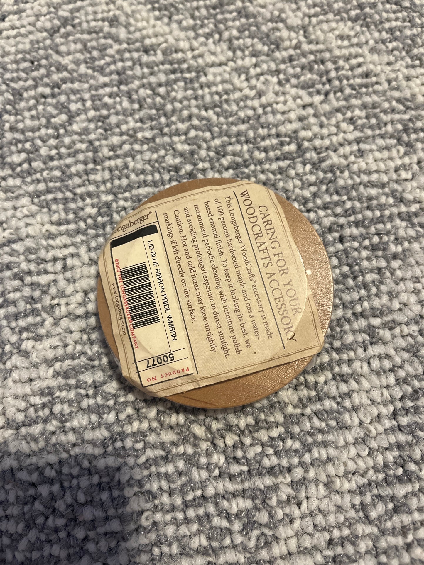 Longaberger blue ribbon pride lid - warm brown