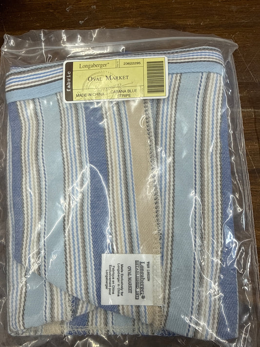 Longaberger oval market liner in cabana blue stripe