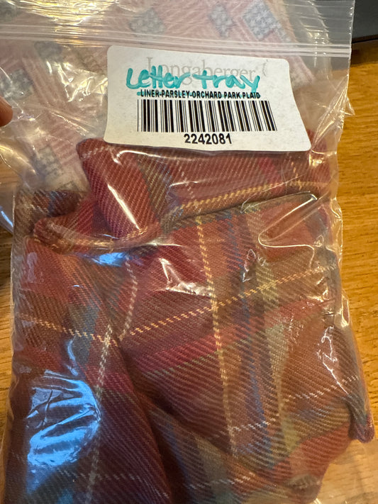 Longaberger letter tray liner in toboso plaid