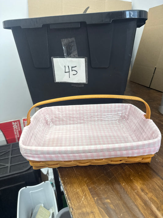 Longaberger back porch basket with liner and protector