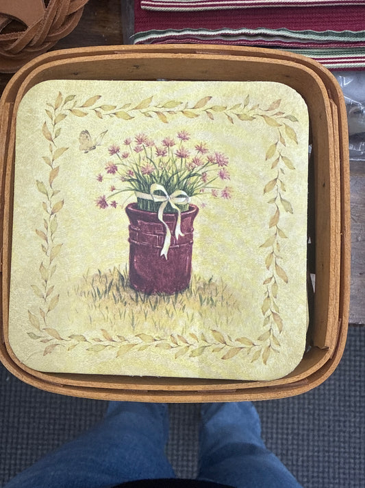 Longaberger coaster basket with 12 coasters