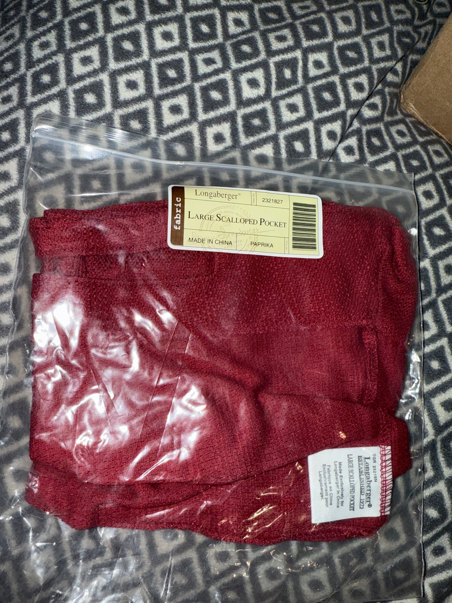 Longaberger Large Scalloped Pocket Liner in Paprika