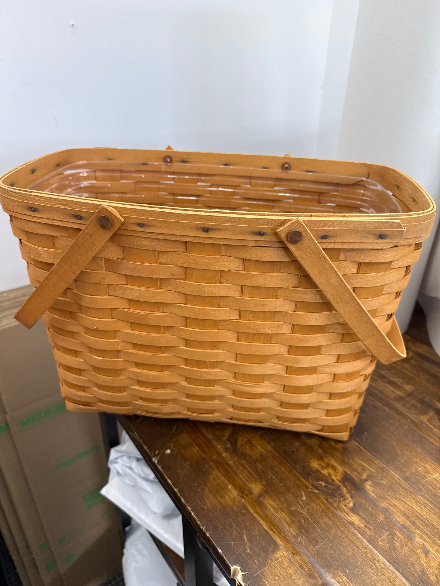 Longaberger magazine basket with protector