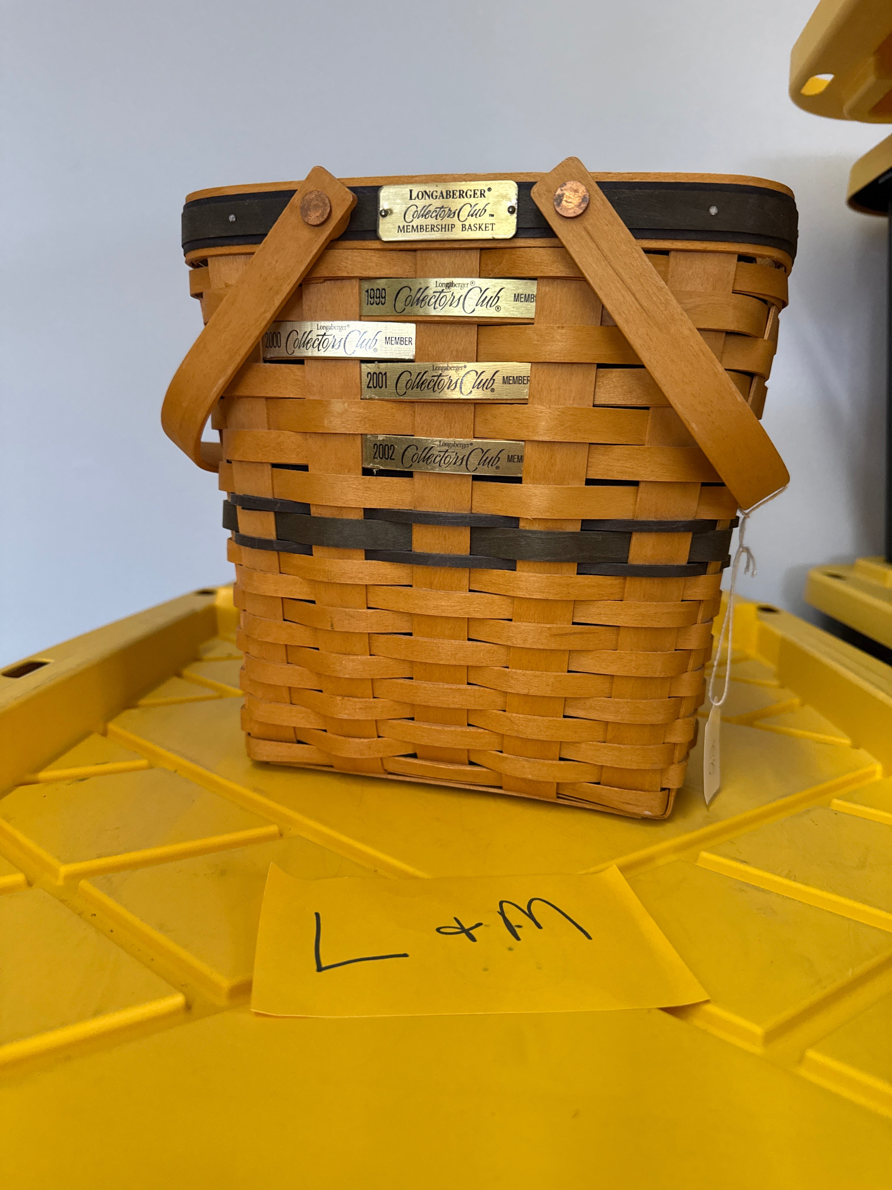 Longaberger Basket ライナー＆栞付・アンティーク シャビー Longaberger Classic Fabric Liner and Plastic Cover Basket With