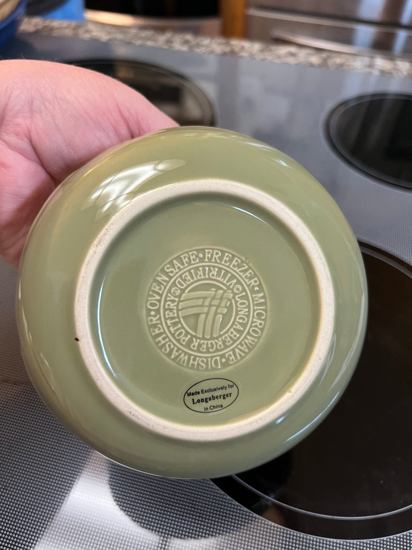 Longaberger chili bowl in Sage