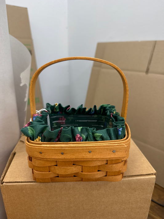 Longaberger tarragon basket with liner and protector