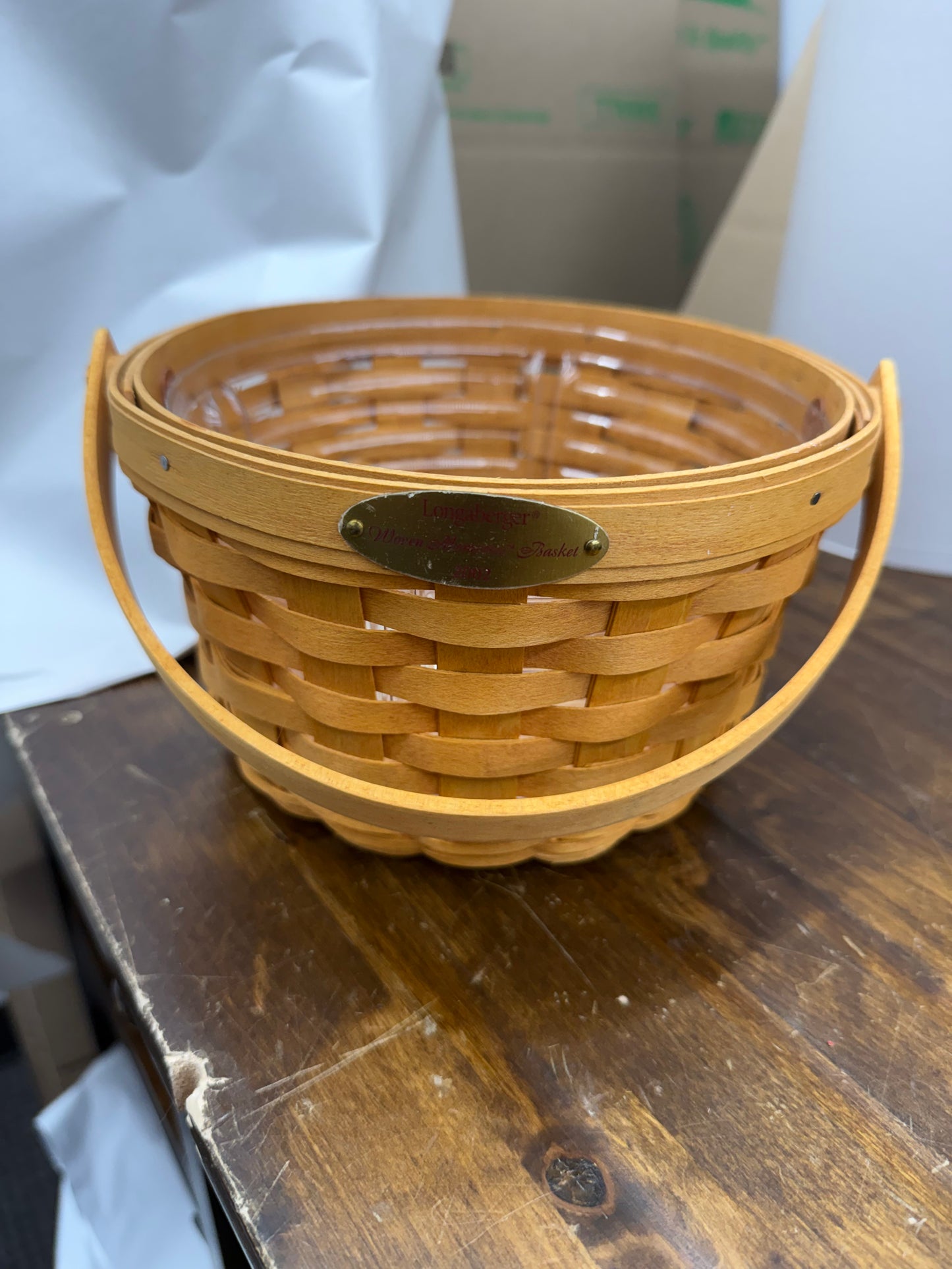 Longaberger 2002 woven memories basket with protector