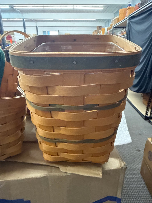 Longaberger medium spoon basket with protector (protector needs cleaned)