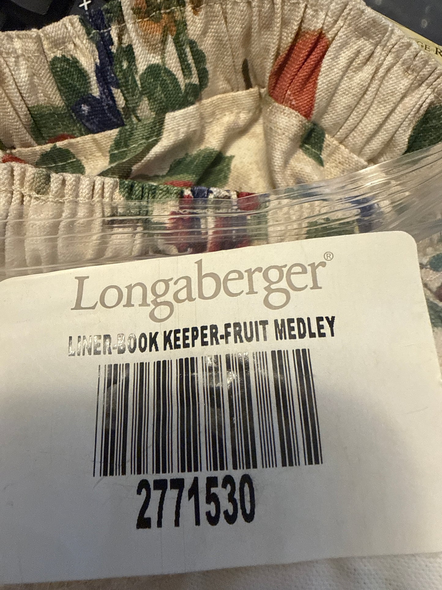 Longaberger book keeper liner in fruit medley