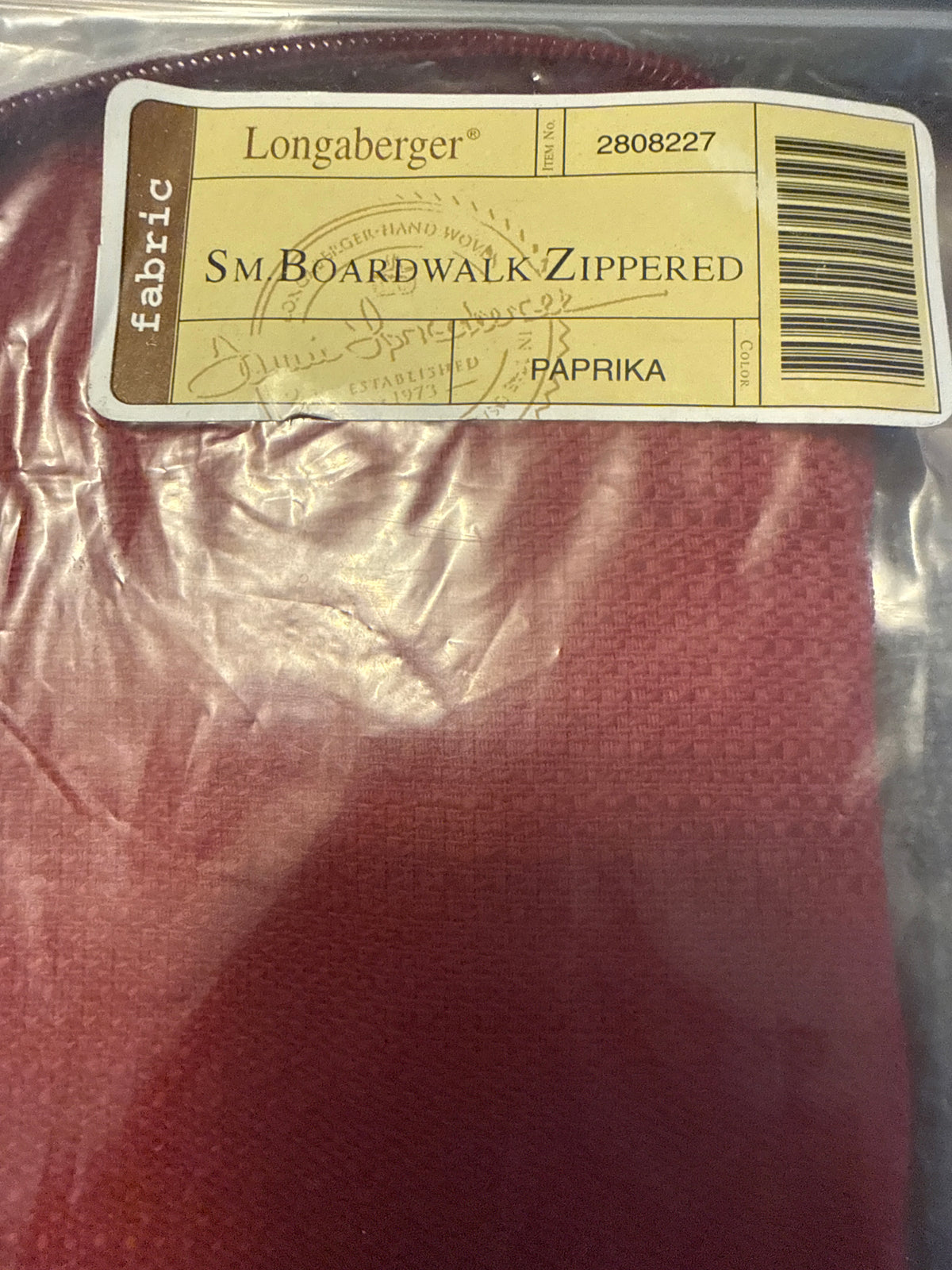 Longaberger small boardwalk zippered liner in paprika