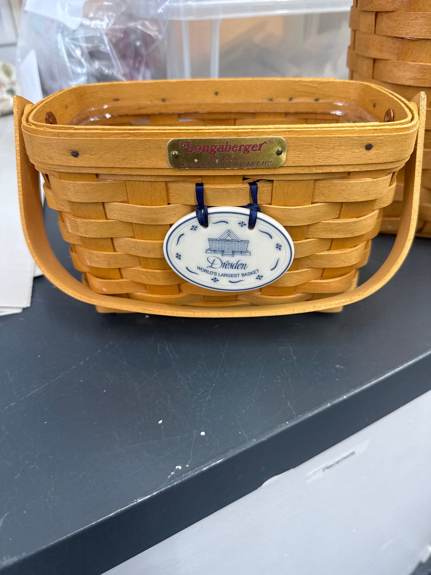 Longaberger Dresden tour II basket with protector and tie on