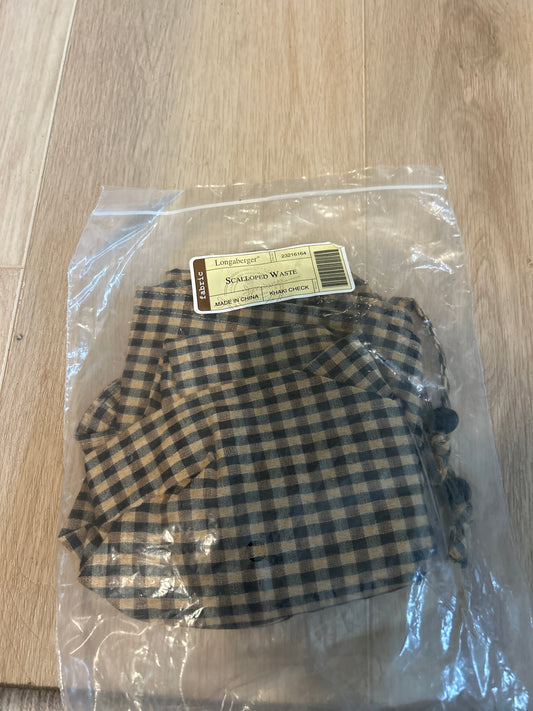 Longaberger scalloped waste liner in khaki check