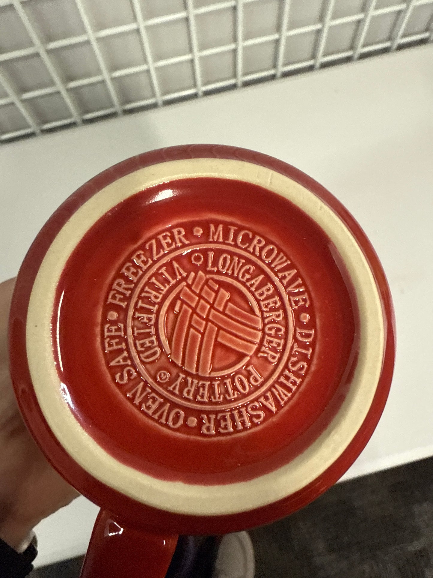 Longaberger coffee mug in tomato