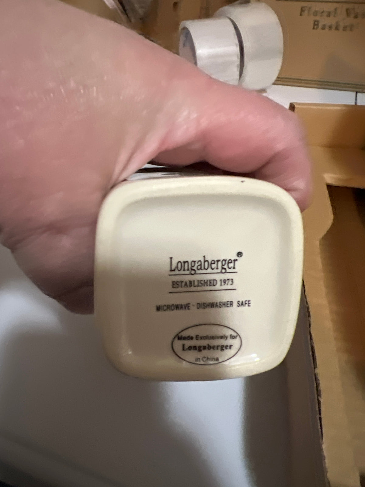 Longaberger Oil Bottle With Top in ivory