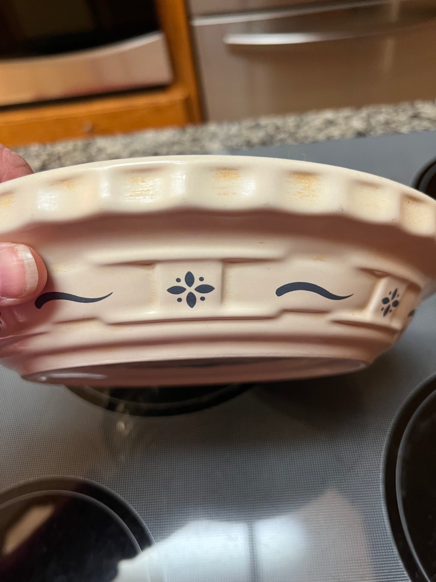Longaberger Pie Plate in Woven Traditions Classic Blue