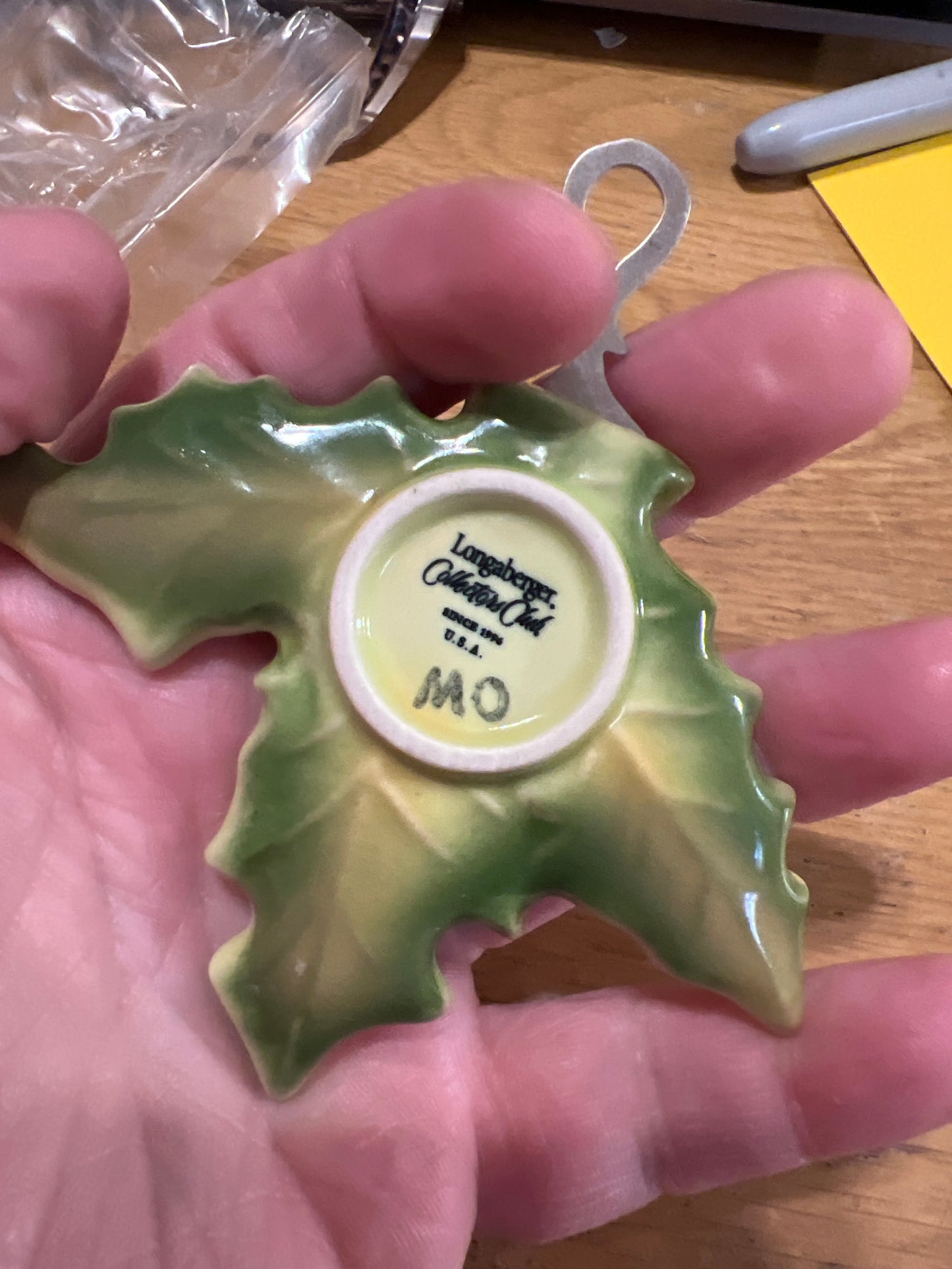 Longaberger collectors club leaf ornament