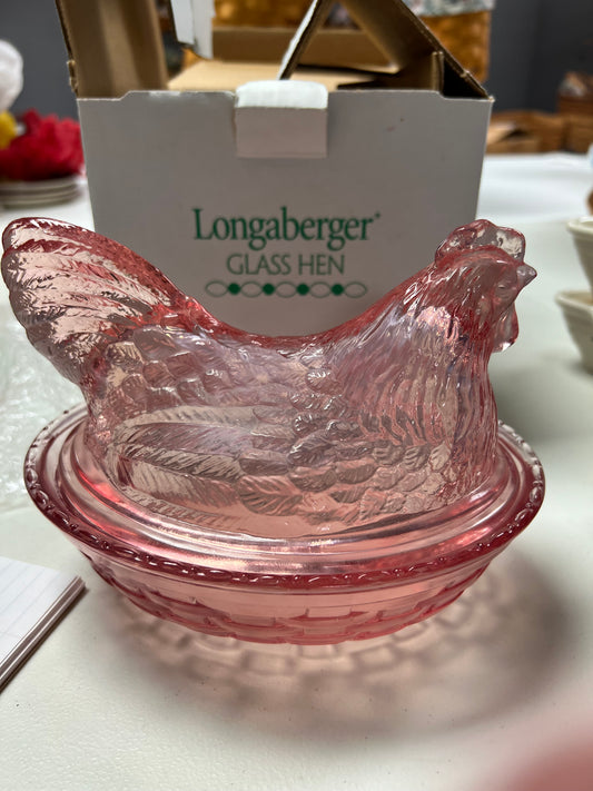 Longaberger glass hen