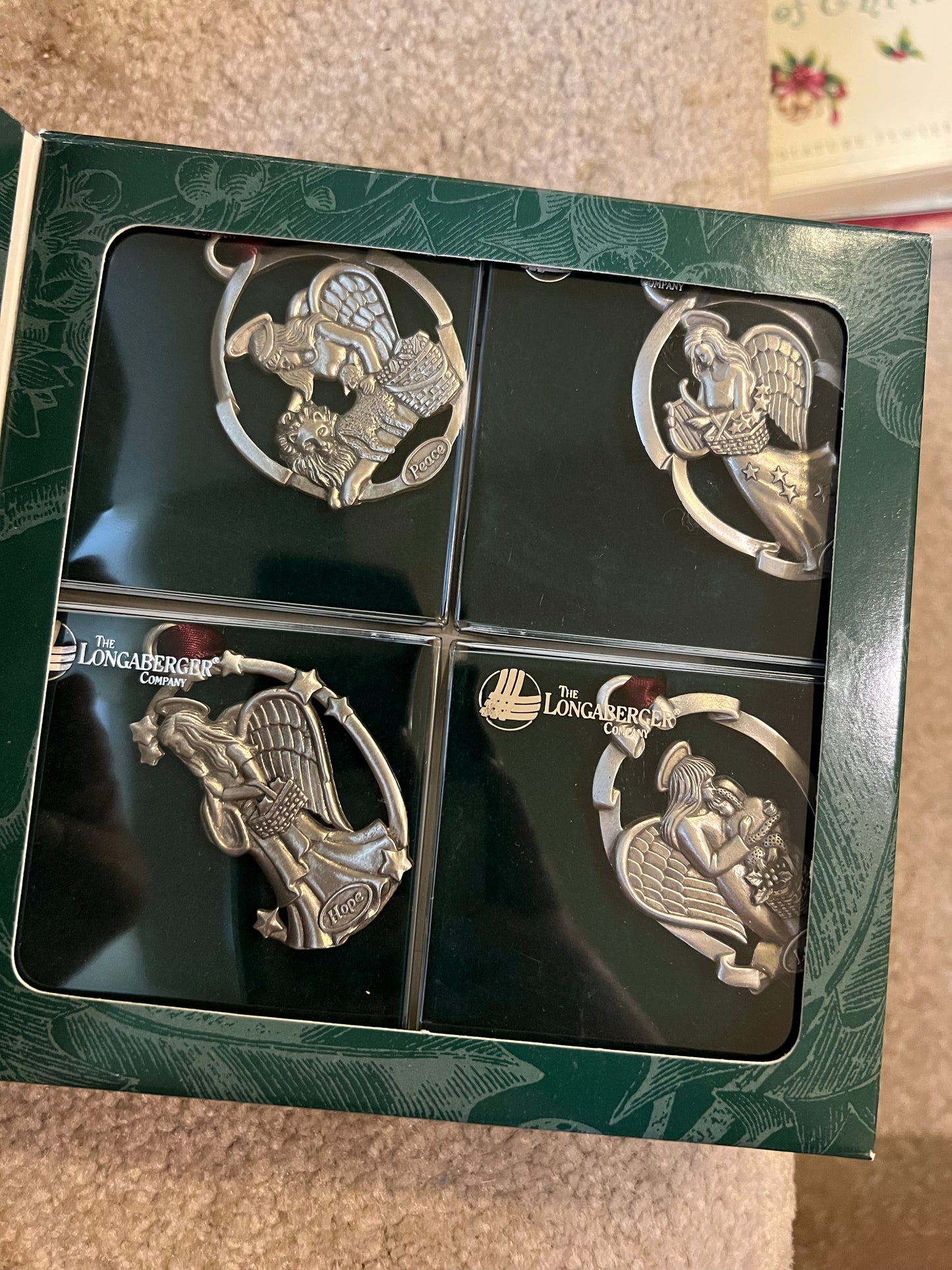 Longaberger pewter angel ornaments set