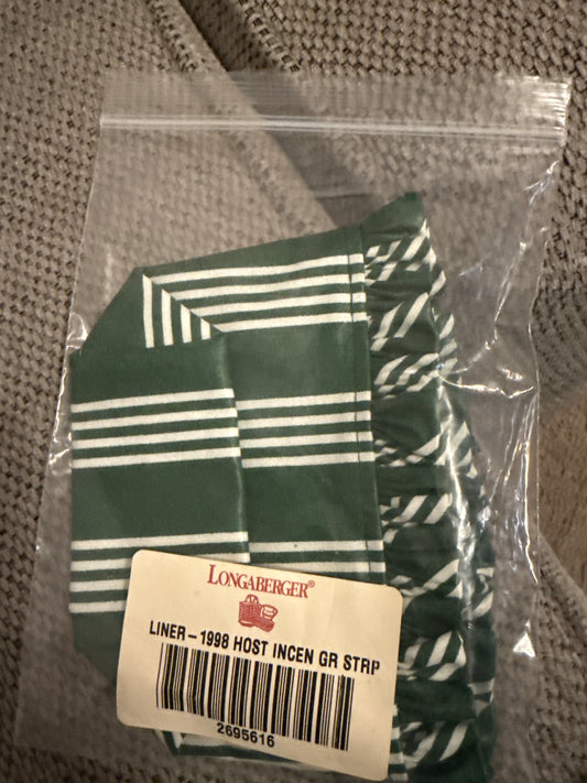 Longaberger 1998 hostess incentive liner in hunter green stripe