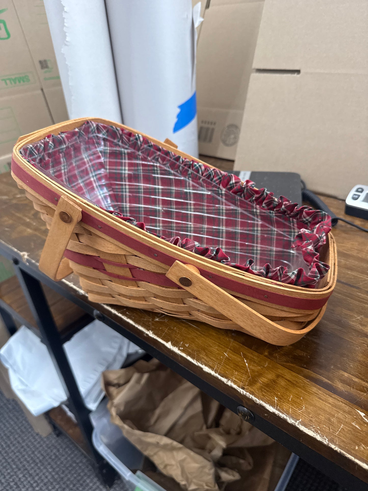 Longaberger Yuletide sleigh basket with liner and protector