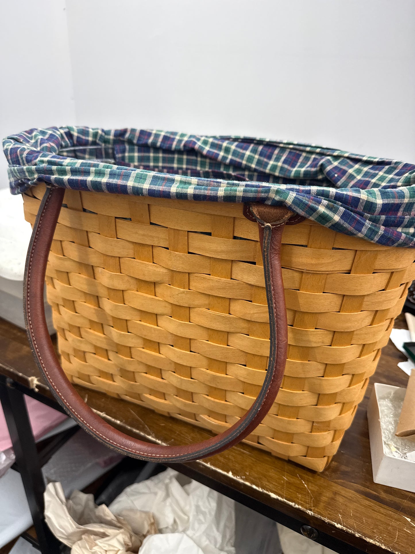Longaberger large boardwalk basket with liner and protector
