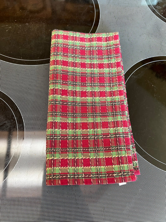 Longaberger napkin in holiday plaid
