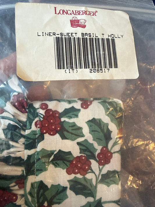 Longaberger sweet basil liner in traditional holly