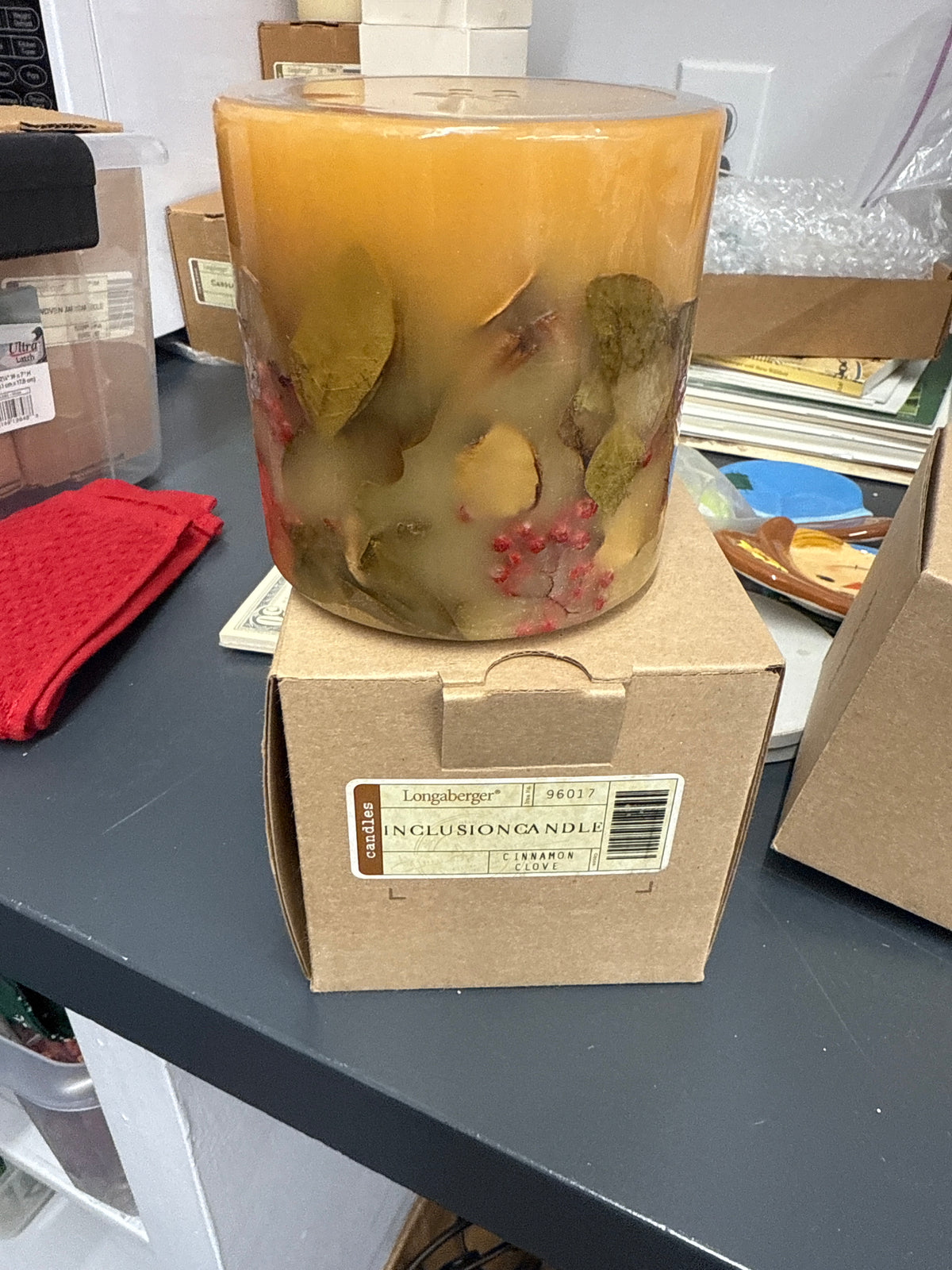 Longaberger cinnamon clove inclusion candle