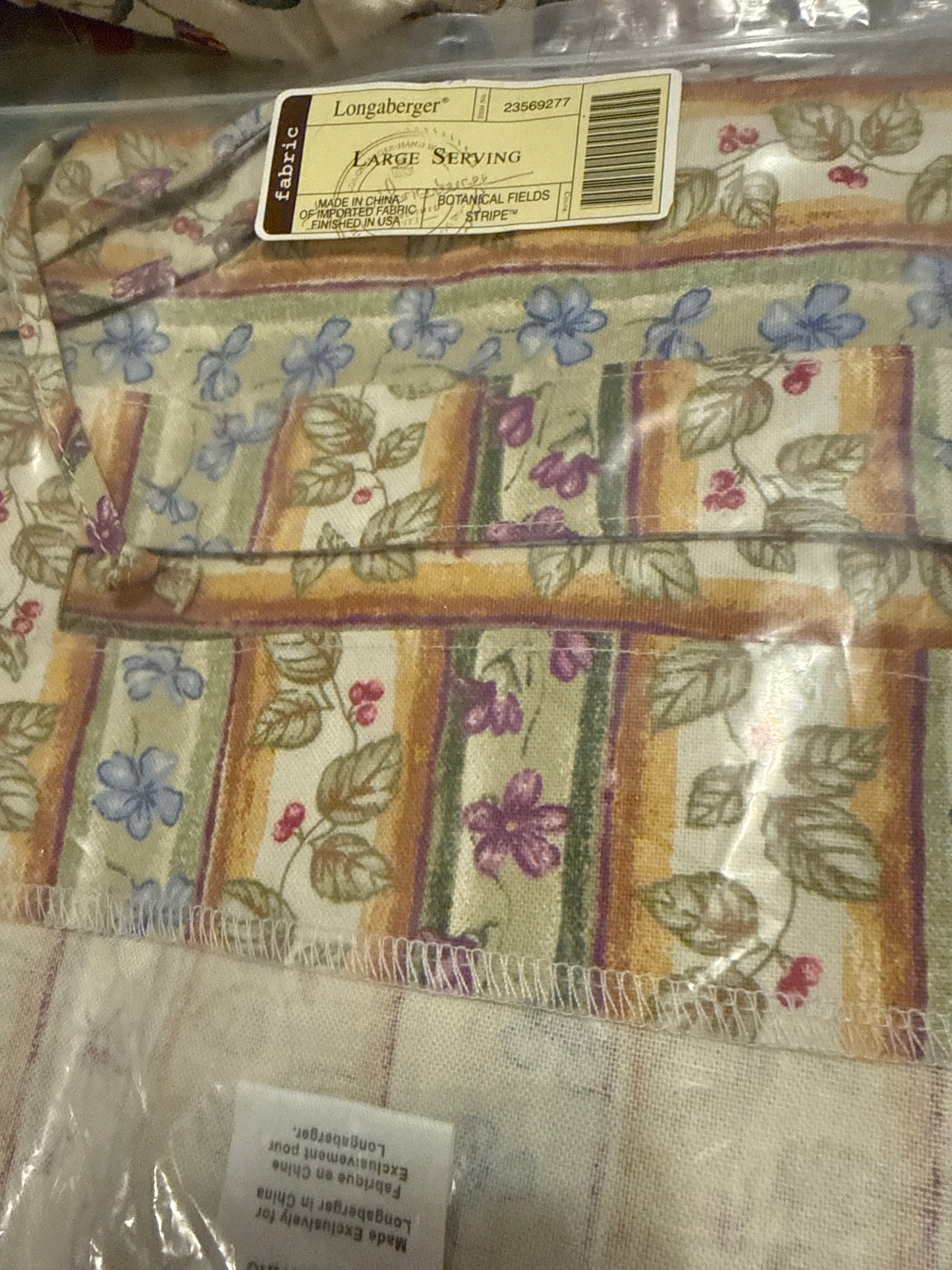 Longaberger large serving liner in Botanical fields stripe
