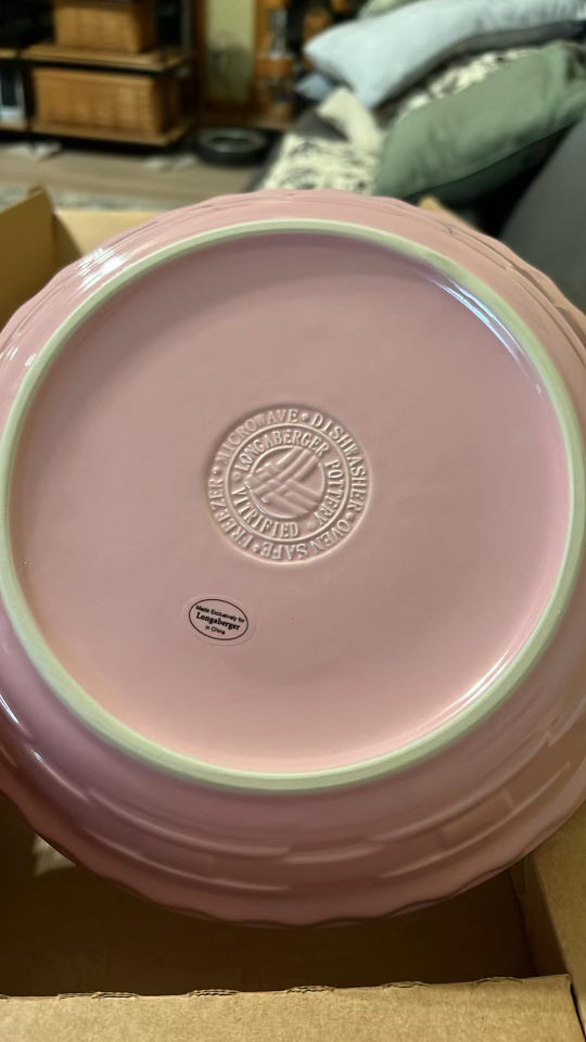 Longaberger Pie Plate in Woven Traditions Pink