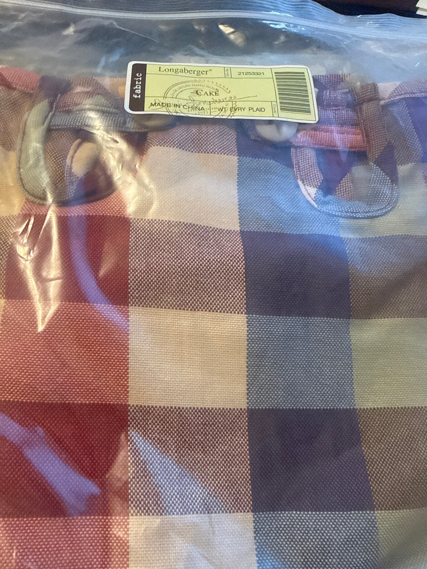 Longaberger cake liner in wt everday plaid
