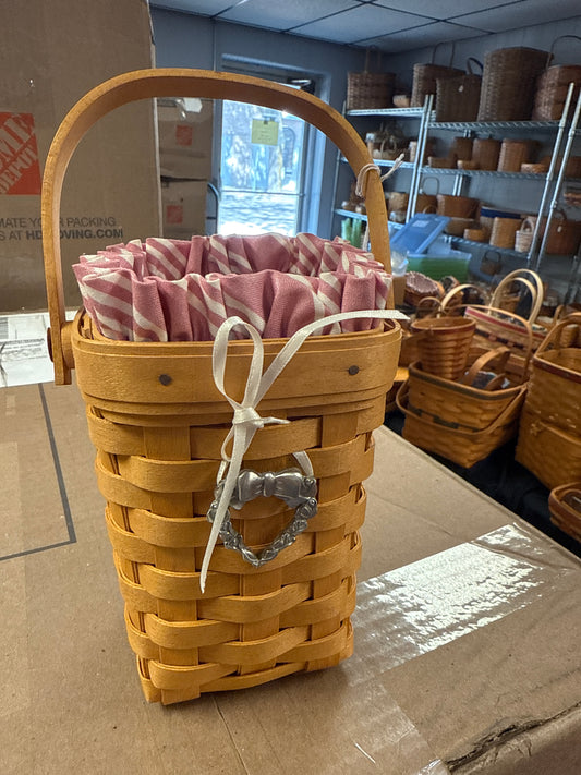 Longaberger 1998 horizon of hope basket with liner, protector, and tie on