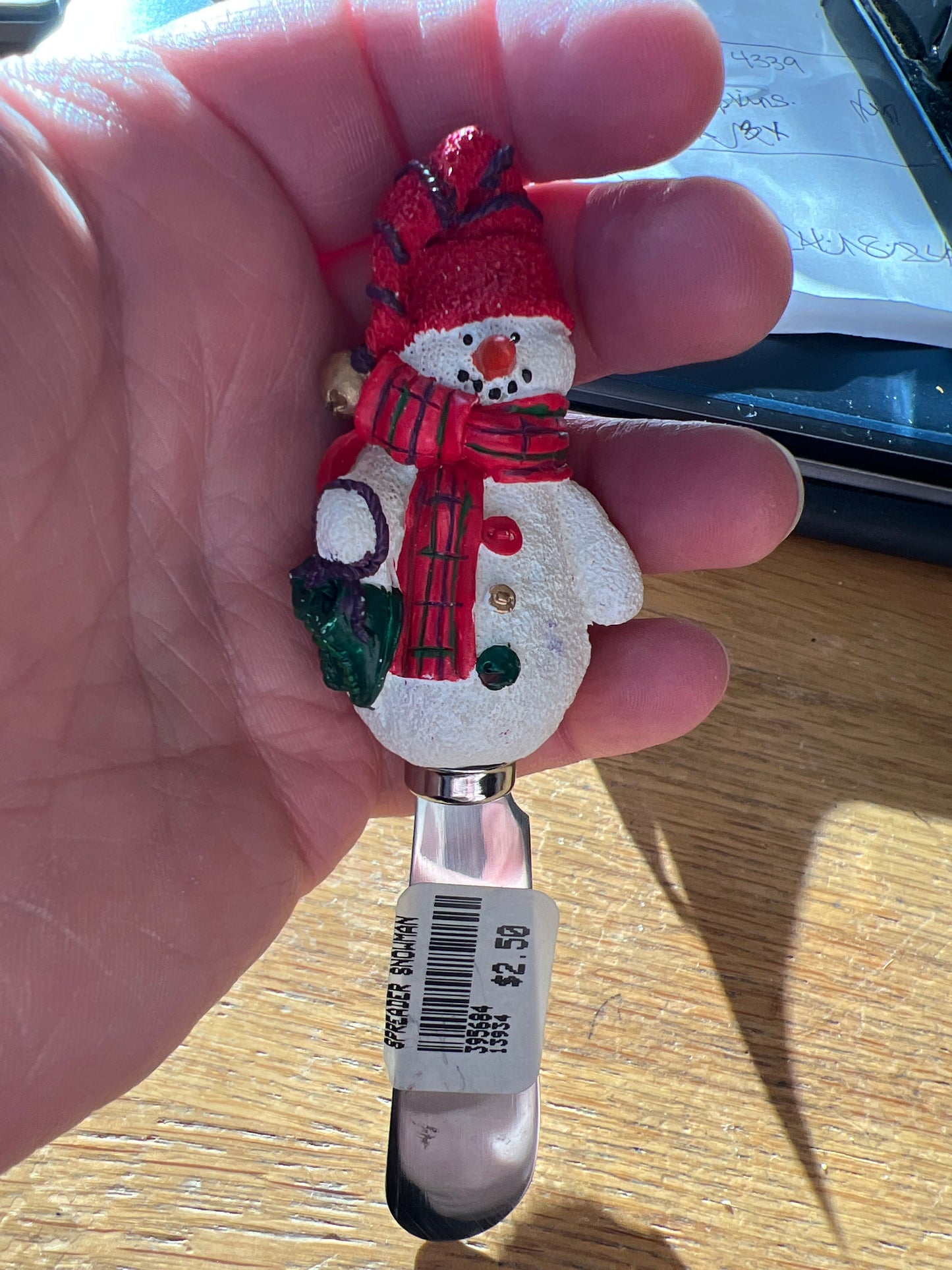 Homestead red scarf snowman spreader