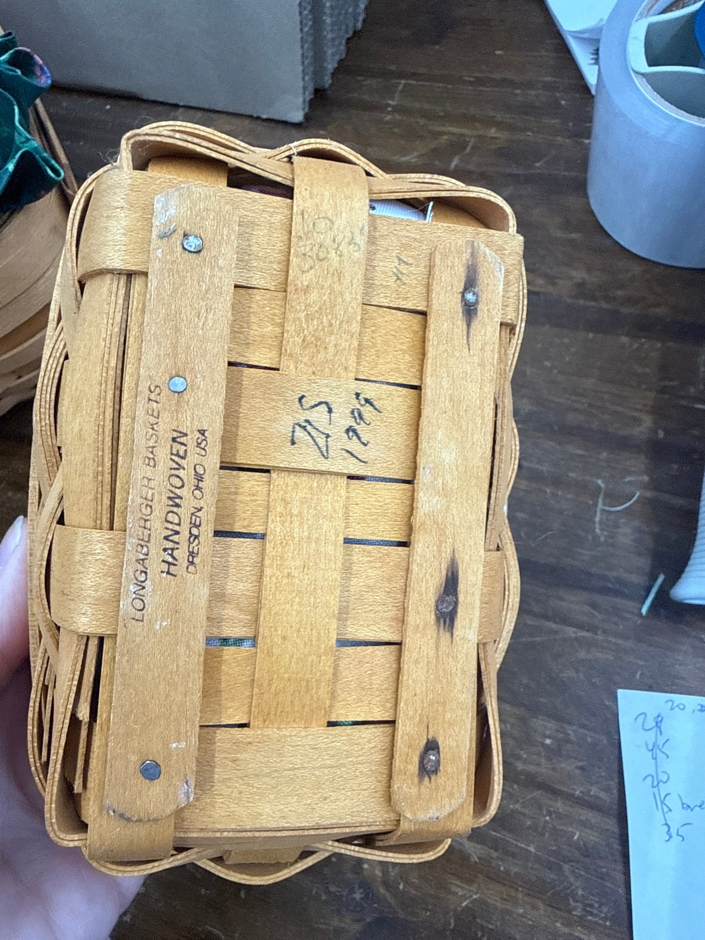 Longaberger parsley basket with liner and protector