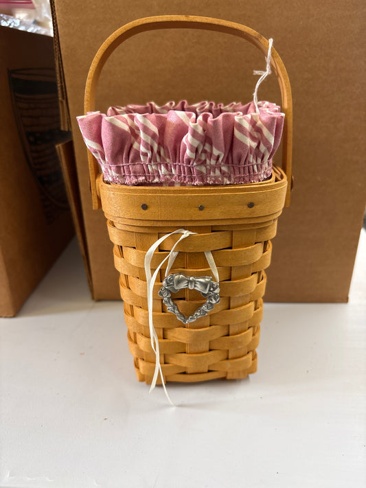 Longaberger 1998 horizon of hope basket with liner, protector & tie on
