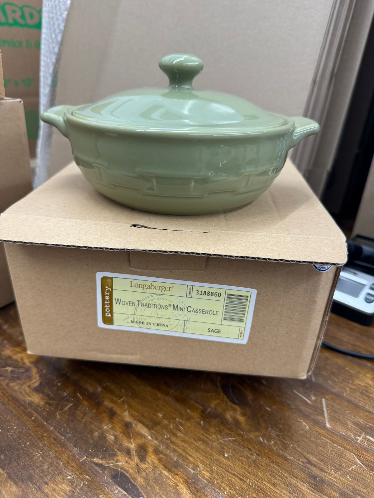 Longaberger mini casserole in sage