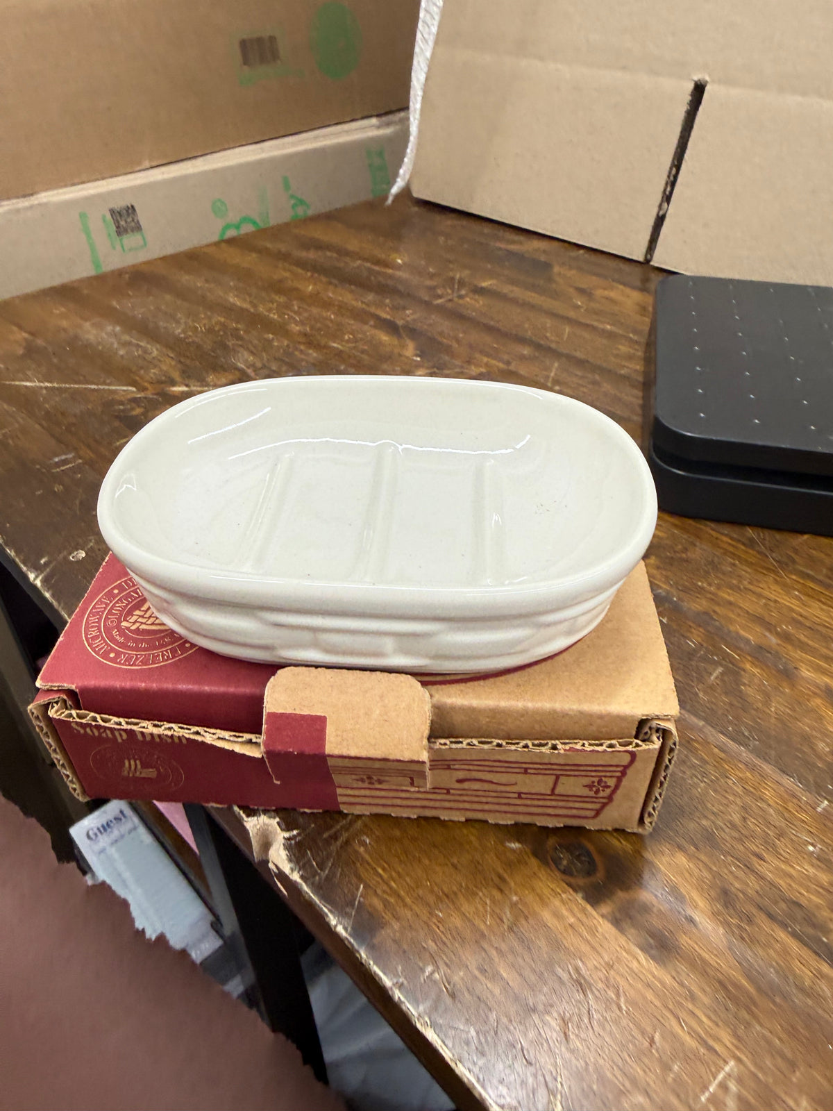 Longaberger soap dish in ivory