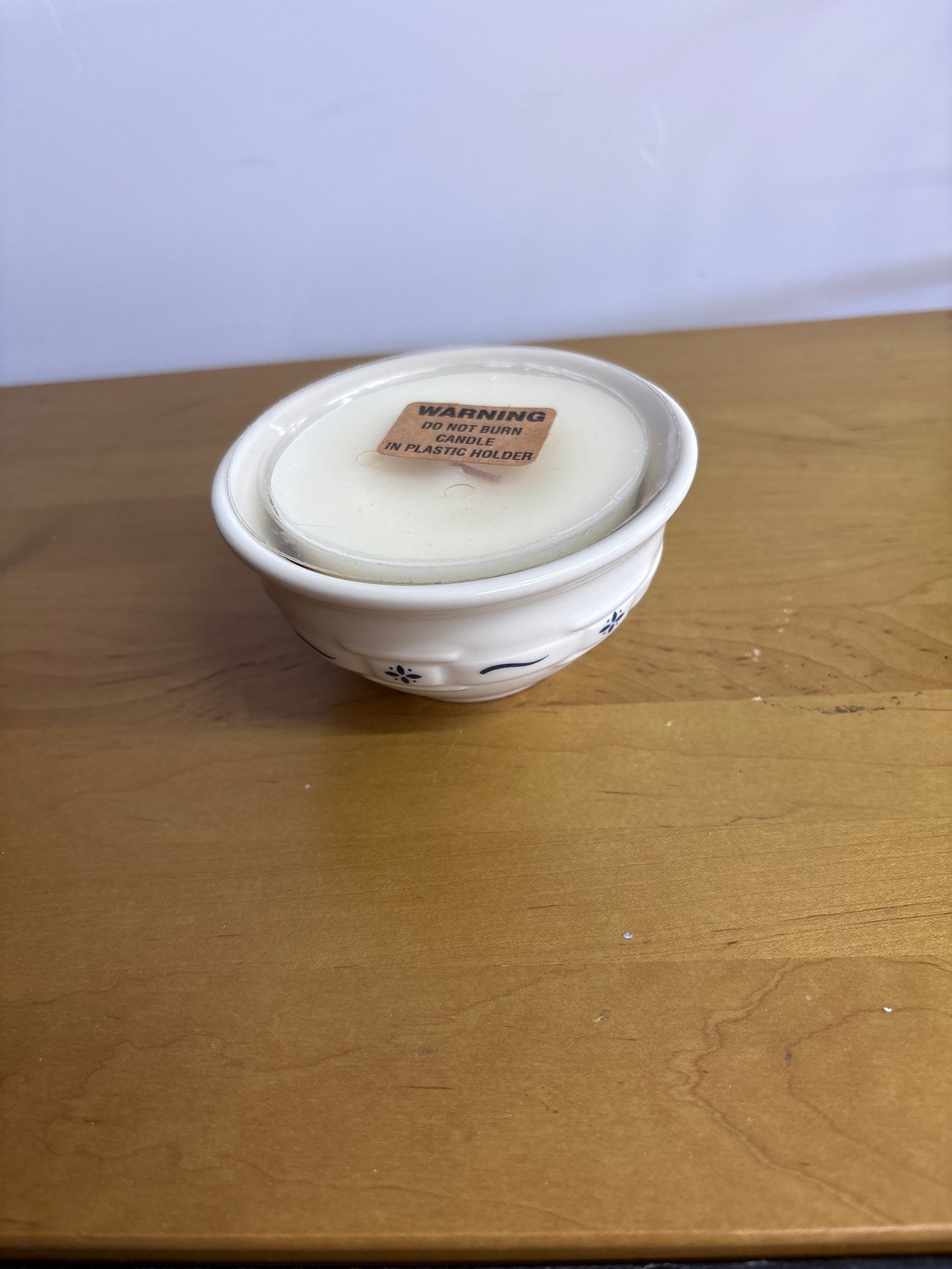 Longaberger Dessert Bowl with Vanilla scented Candle in Classic Blue