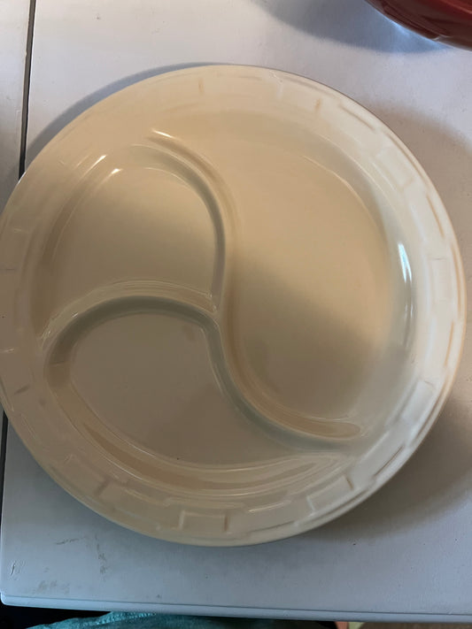 Longaberger divided plate in ivory