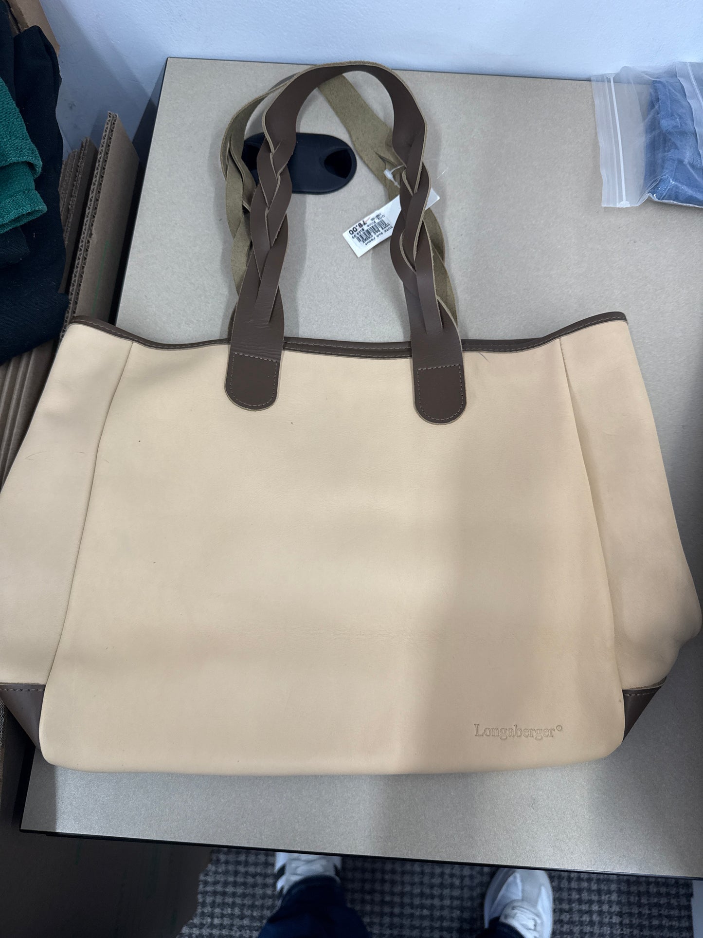Longaberger tote in crème